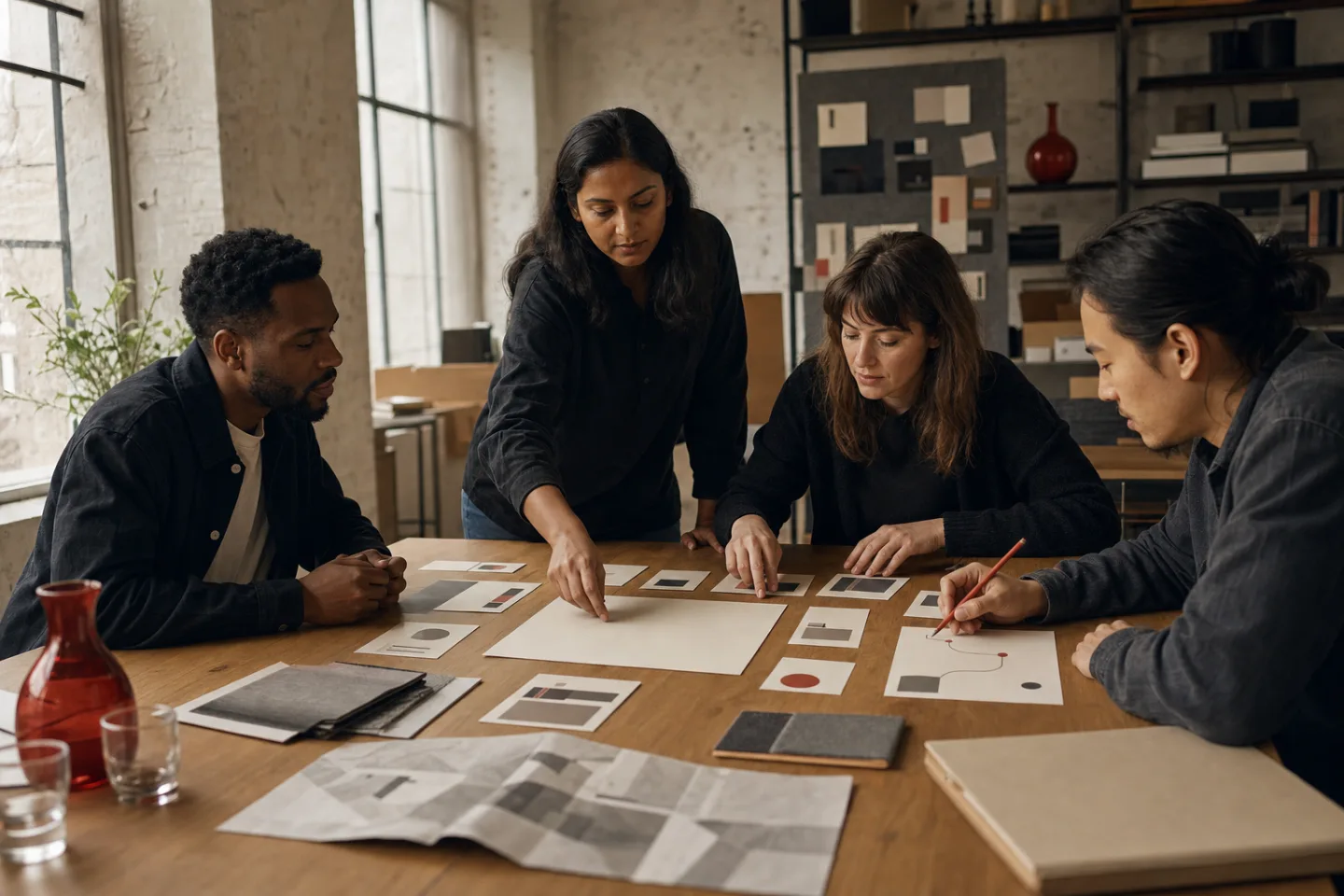 Sepia Labs product and operations staff run a hands-on onboarding workshop in the office project space.